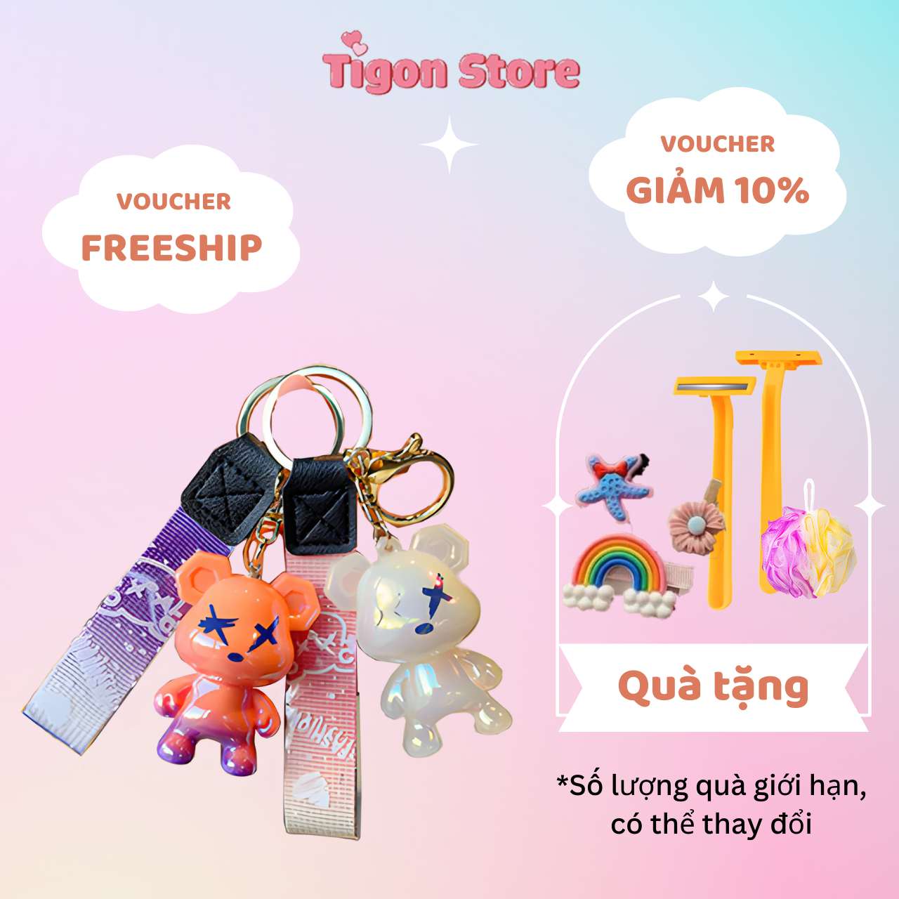 Móc Khóa Gấu BearBrick Nhiều Màu Siêu Hot Hit Tigon store