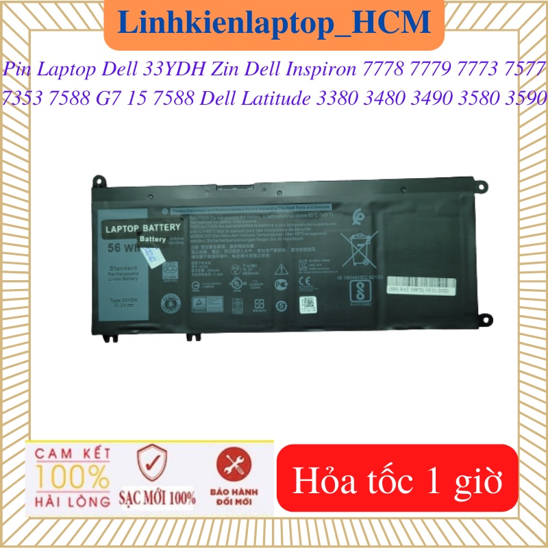 Pin laptop dell inspiron 7778 7779 7773 7577 7353 7588 g7 15 7588 dell latitude 3380 3480 3490 3580 3590-pin 33ydh
