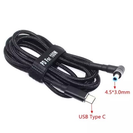 Đầu sạc PD 100W chuyển đổi cổng USB Type C sang nguồn điện DC 4.5x3.0mm / 4.5*3.0mm chuyên dụng cho laptop Dell HP MSI