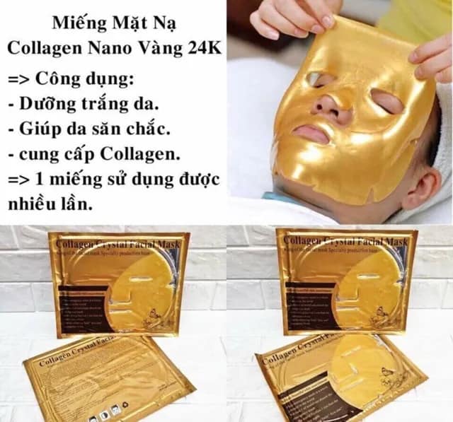 Combo 5 Mặt nạ đắp mặt collagen nano vàng Crystal Facial Mask