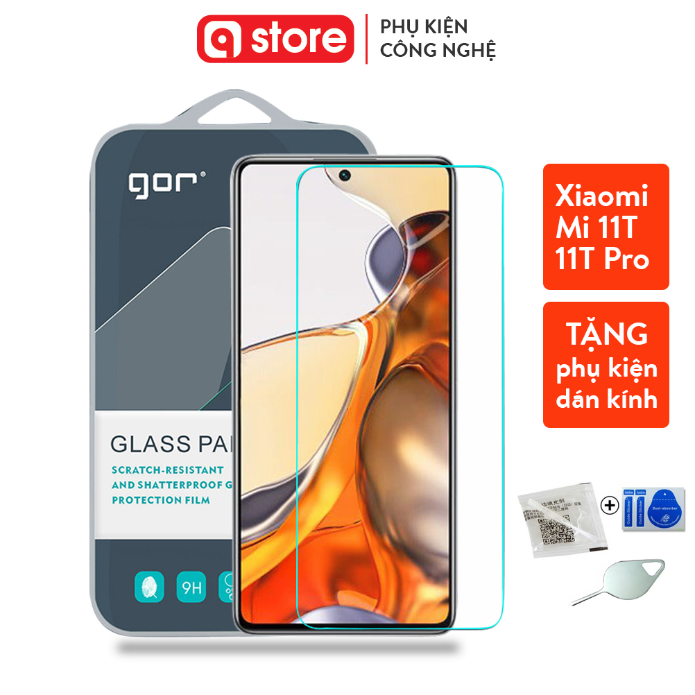 Hộp 2 Chiếc Kính Cường lực Xiaomi Mi 11T / Mi 11T Pro 5G Qstore, Kính cường lực Gor chính hãng, trong suốt, Tặng kèm phụ kiện dán, keo