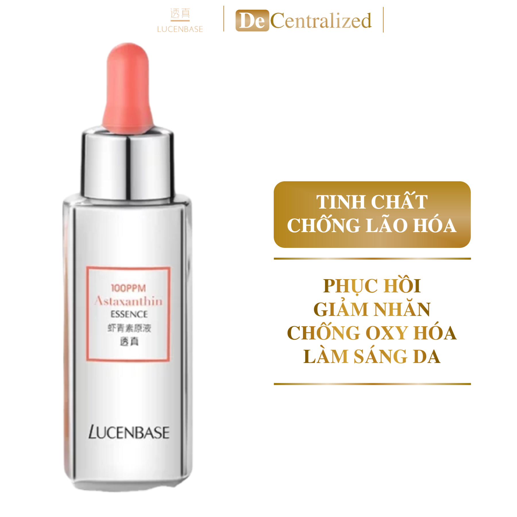 Serum chăm sóc da chống lão hoá Lucenbase Astaxanthin, Serum dưỡng da dưỡng ẩm vitamin E 30ml