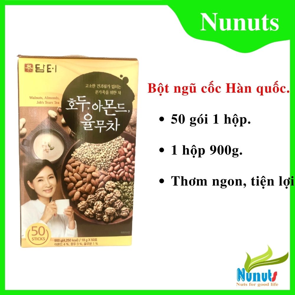 Bột ngũ cốc Damtuh- bột ngũ cốc Hàn Quốc, 900g/ 1 hộp 50 gói. Giảm cân, lợi sữa, là ngũ cốc ăn sáng lành mạnh, giúp có chế độ ăn eat clean. nhà phân phối Nunuts