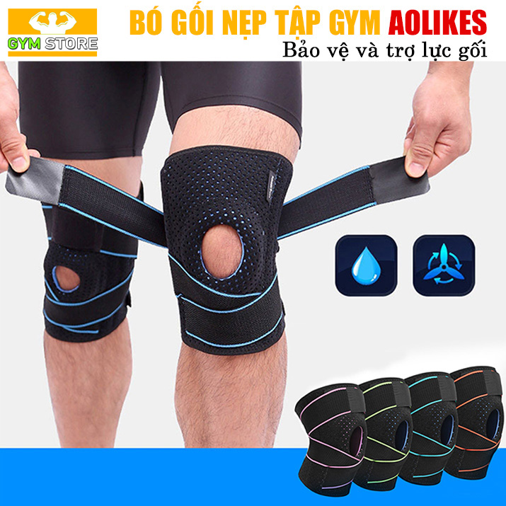 BÓ GỐI TẬP GYM - NẸP BẢO VỆ GỐI THỂ THAO ALIKES  VỚI LÒ XO TRỢ LỰC ĐẦU GỐI