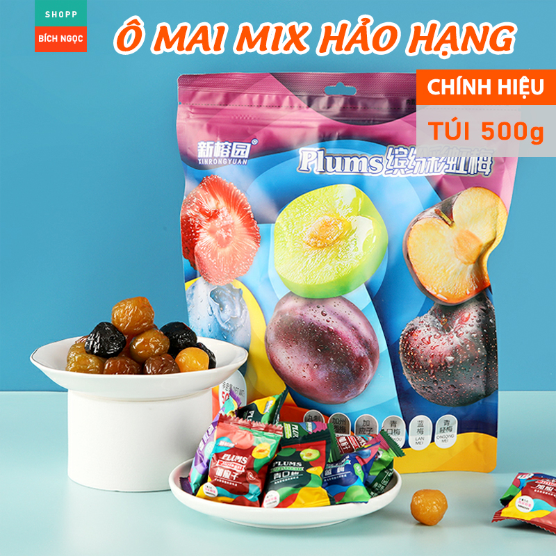 Ô mai xí muội, ô mai việt quất, mận, mơ, cherry - mix 4-6 vị, giòn thơm tuyệt ngon - gói 500g