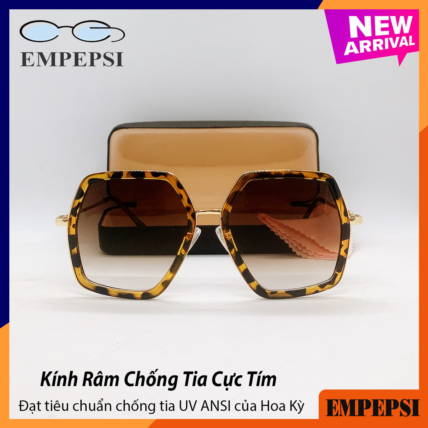 Mắt kính nữ thời trang cao cấp tròng lục giác - Kính mát nữ gọng kim loại tròng kính chống tia UV PS8696 - Bảo hành 12 tháng 1 đổi 1 - Tặng kèm hộp + Khăn lau