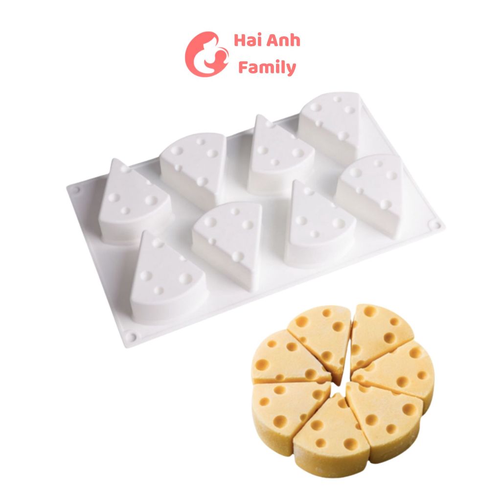 Khuôn silicon 8 hình phô mai tạo hình pudding, thạch rau câu
