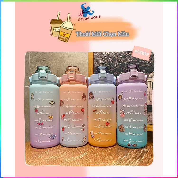 Bình Nước 🌸🌸 Bình Nước Thể Thao Gradient Bằng Nhựa Dung Tích 2L Tiện Dụng