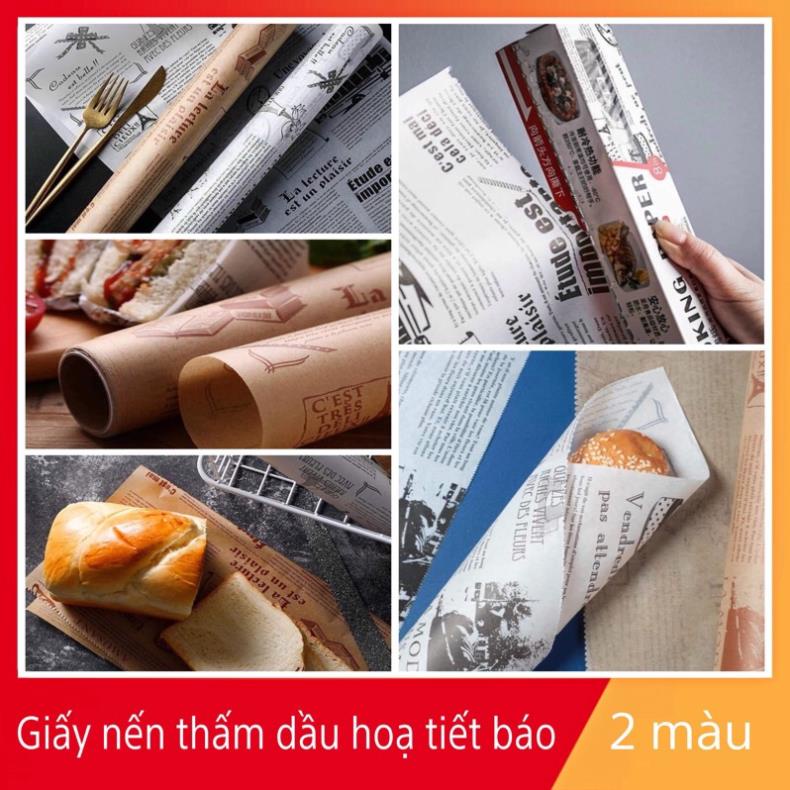 Giấy nến thấm dầu hoạ tiết in báo vintage