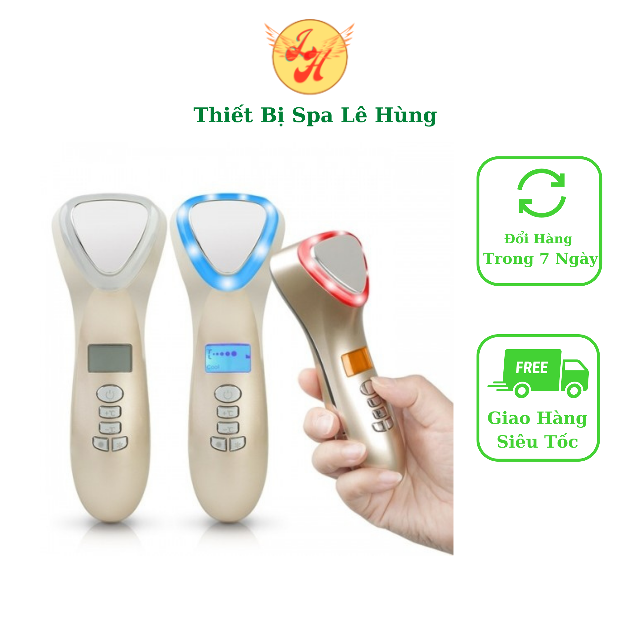 Búa điện di nóng lạnh massage ion ánh sáng sinh học trẻ hóa da D002