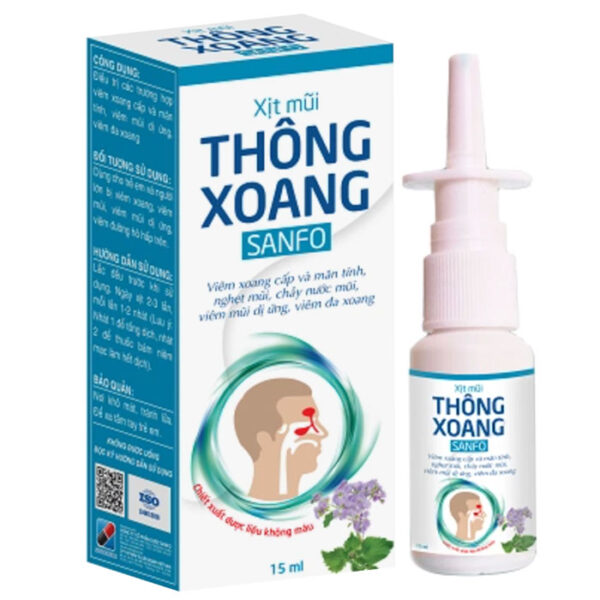 Xịt mũi Thông Xoang Sanfo - Hỗ trợ điều trị các trường hợp viêm xoang cấp và mãn tính (hộp 1 lọ x 15ml)