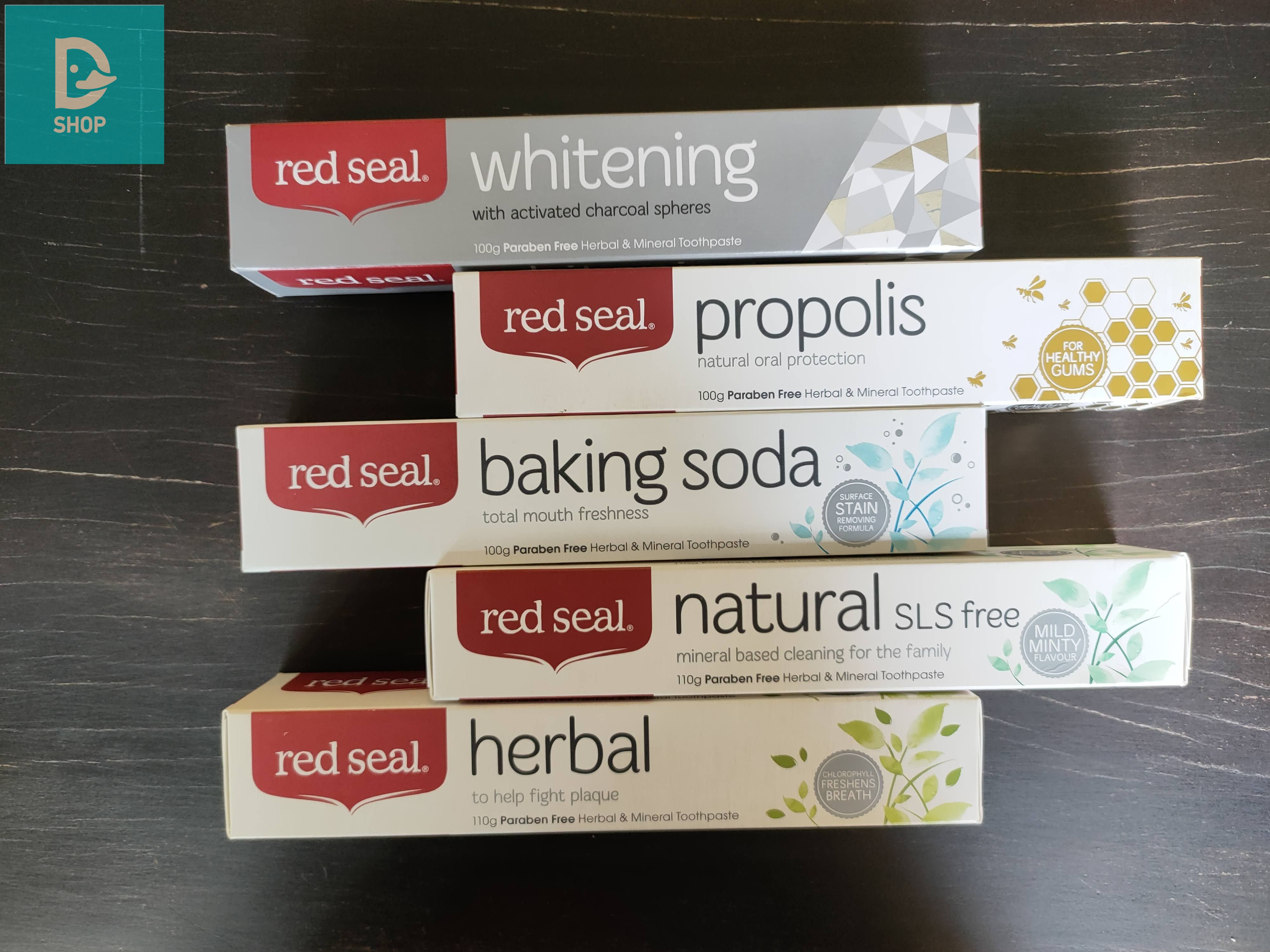 Kem đánh răng hữu cơ Red Seal - Baking soda, Herbal, Natural, Propolis, Whitening