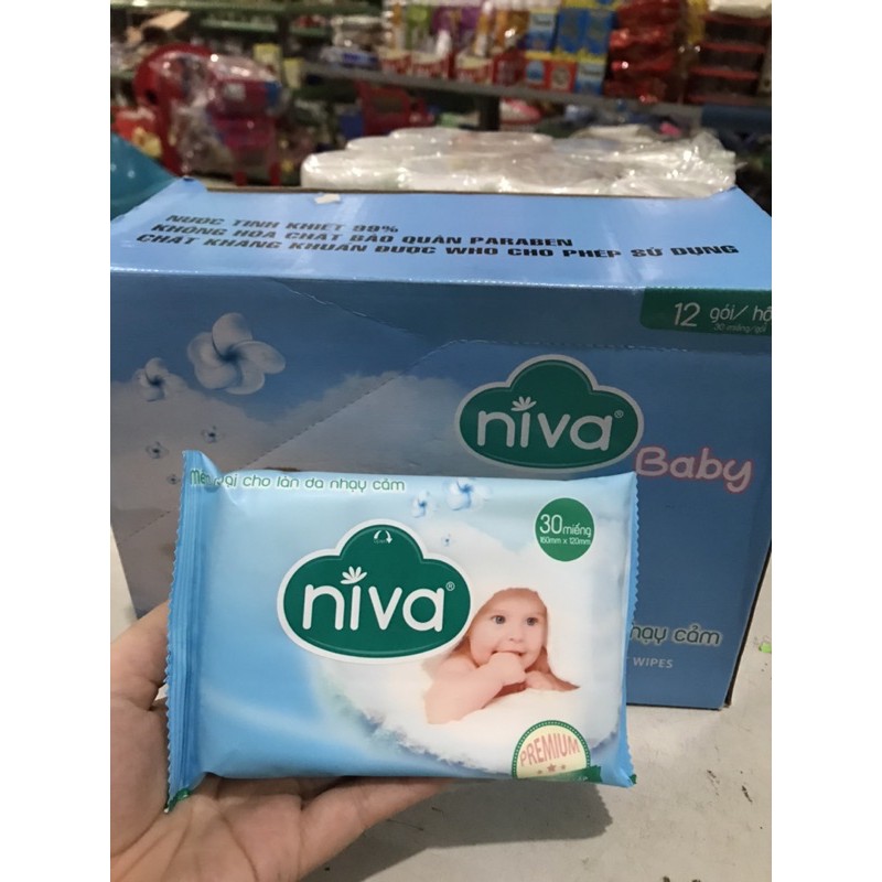 Gói 30 tờ khăn ướt Niva tiện dụng cho bé sơ sinh
