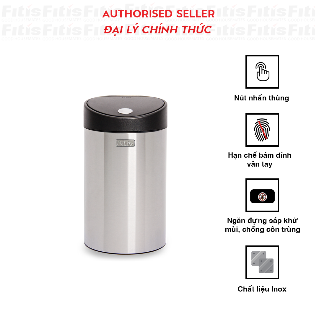 Thùng rác Fitis Premium - Nhấn tròn nhỏ - 12L