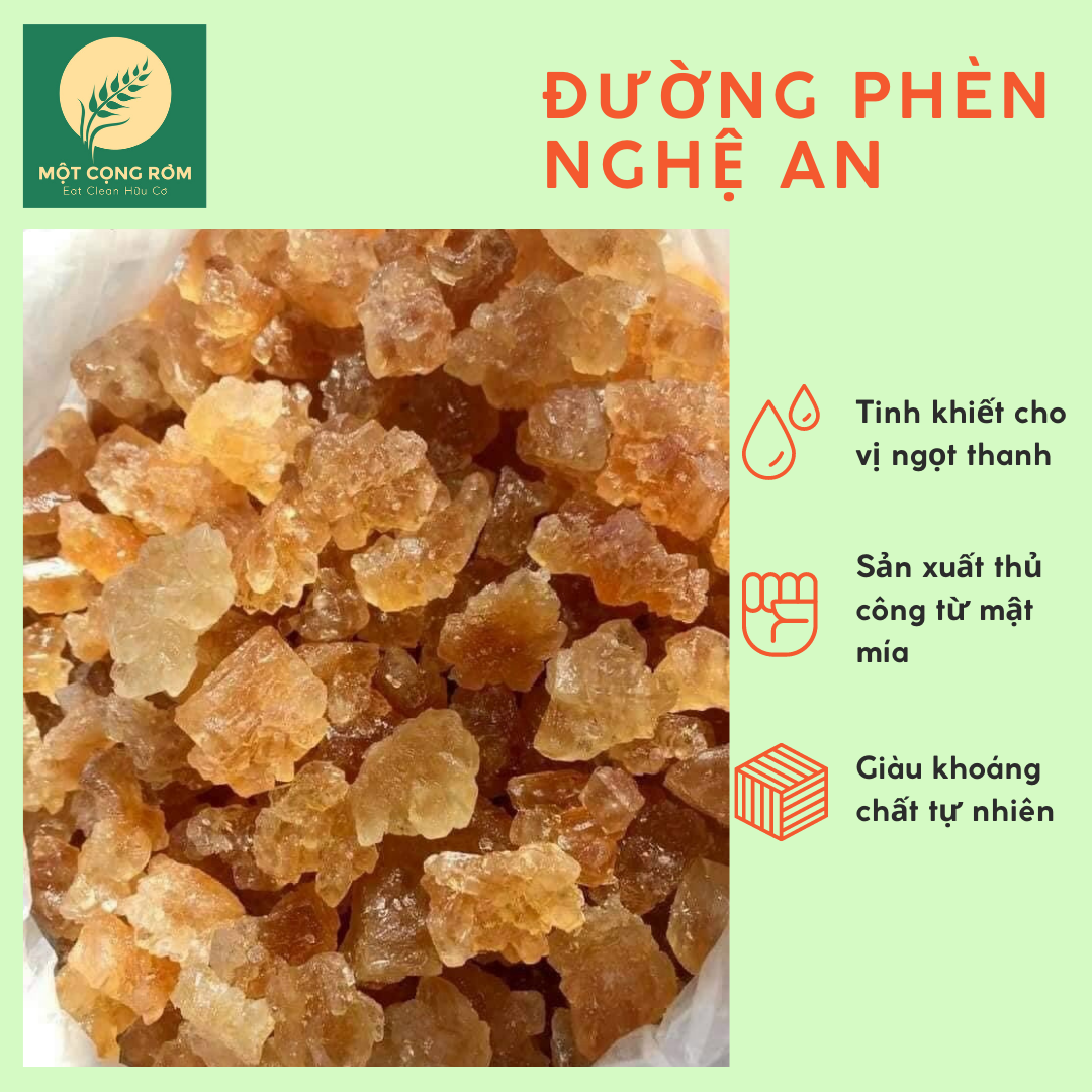 1kg Đường phèn Mật mía Nghệ An kết tinh dạng vụn | Một Cọng Rơm
