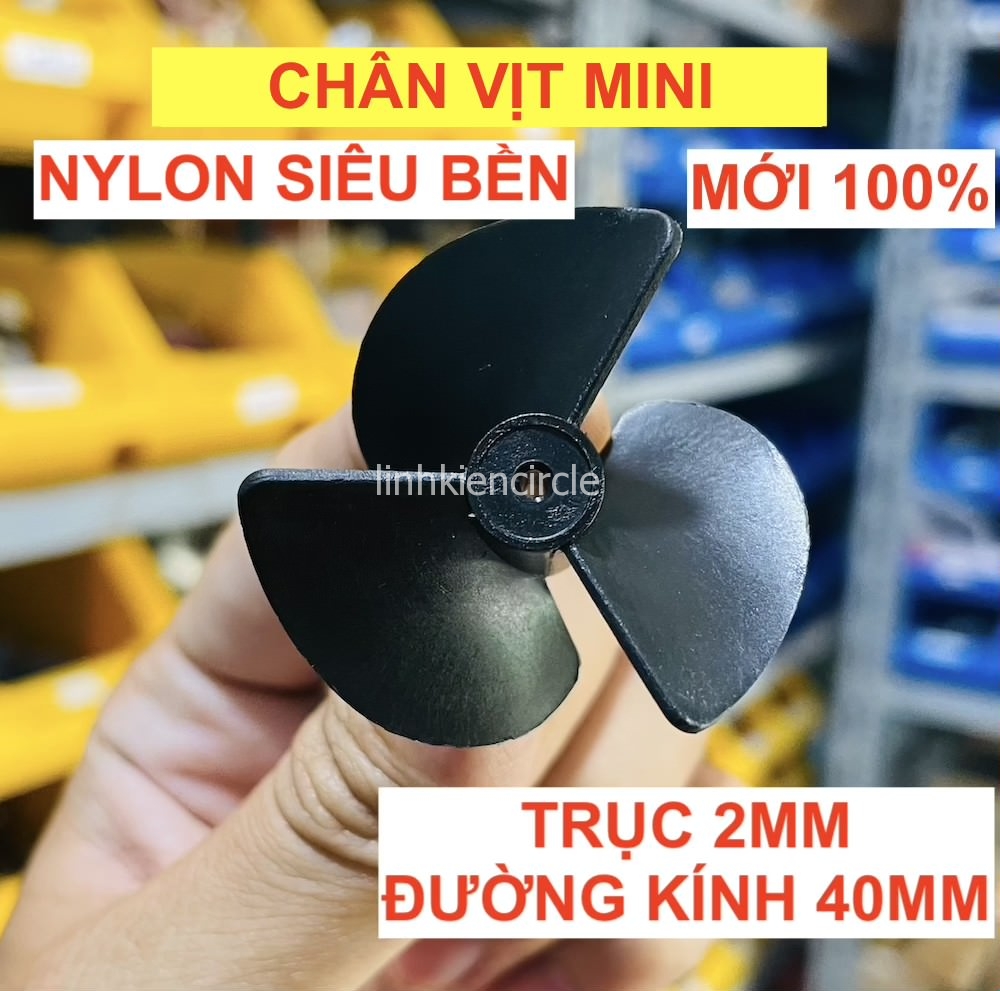 Chân vịt mini 40mm trục 2mm chất nylon siêu bền chế thuyền - LK0118