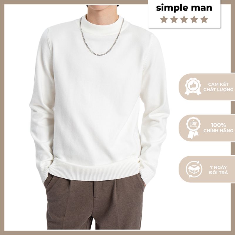 Áo len nam cổ cao vừa (3 cm) chất len mỏng nhẹ giữ ấm tốt -Simple Man Mã SP: LE02