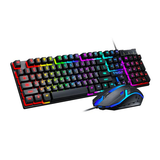 Combo chuột và bàn phím t-wolf tf 230 usb led 7 màu bàn phím giả cơ và chuột gaming gear twolf tf230 led