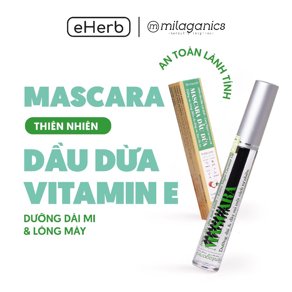 Mascara Dầu Dừa Dưỡng Mi, Dưỡng Mi Dài Và Cong, Chuốt Mi Dầu Dừa MILAGANICS 5ml (Tuýp)