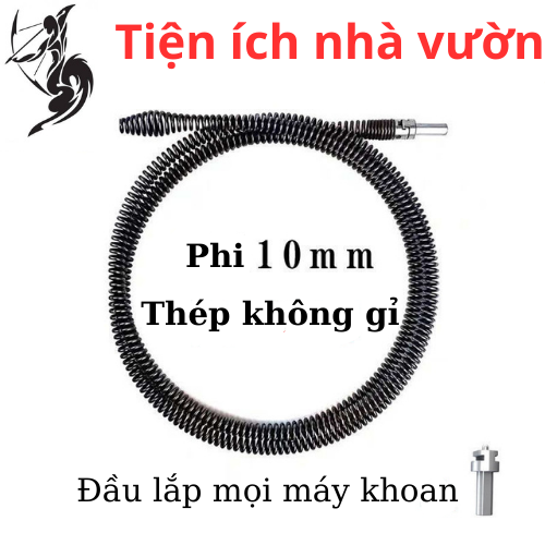 Dây thông tắc cống thông bồn cầu lò xo inox không gỉ siêu bền dùng mãi 5m 8m 10m