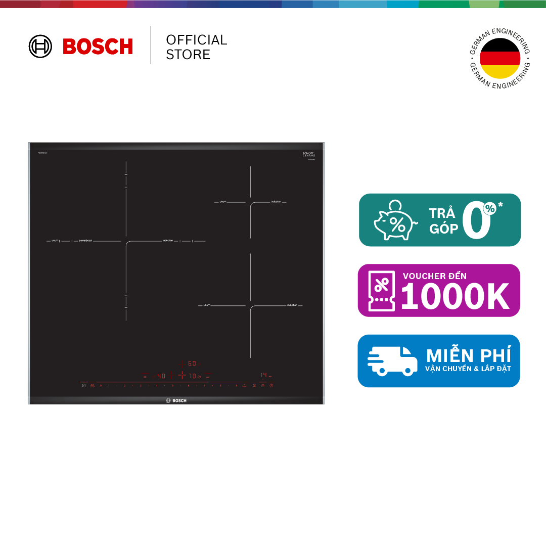 Bếp từ bosch 3 vùng nấu pid675dc1e - series 8 - hàng chính hãng