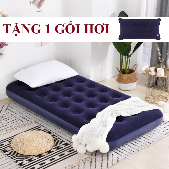 Đệm Hơi, Giường Hơi BestWay 67000 Cao Cấp Phủ Nhung Nỉ Tải Trọng 180kg - Nệm Hơi Đơn Kèm Bơm Điện 2 Chiều