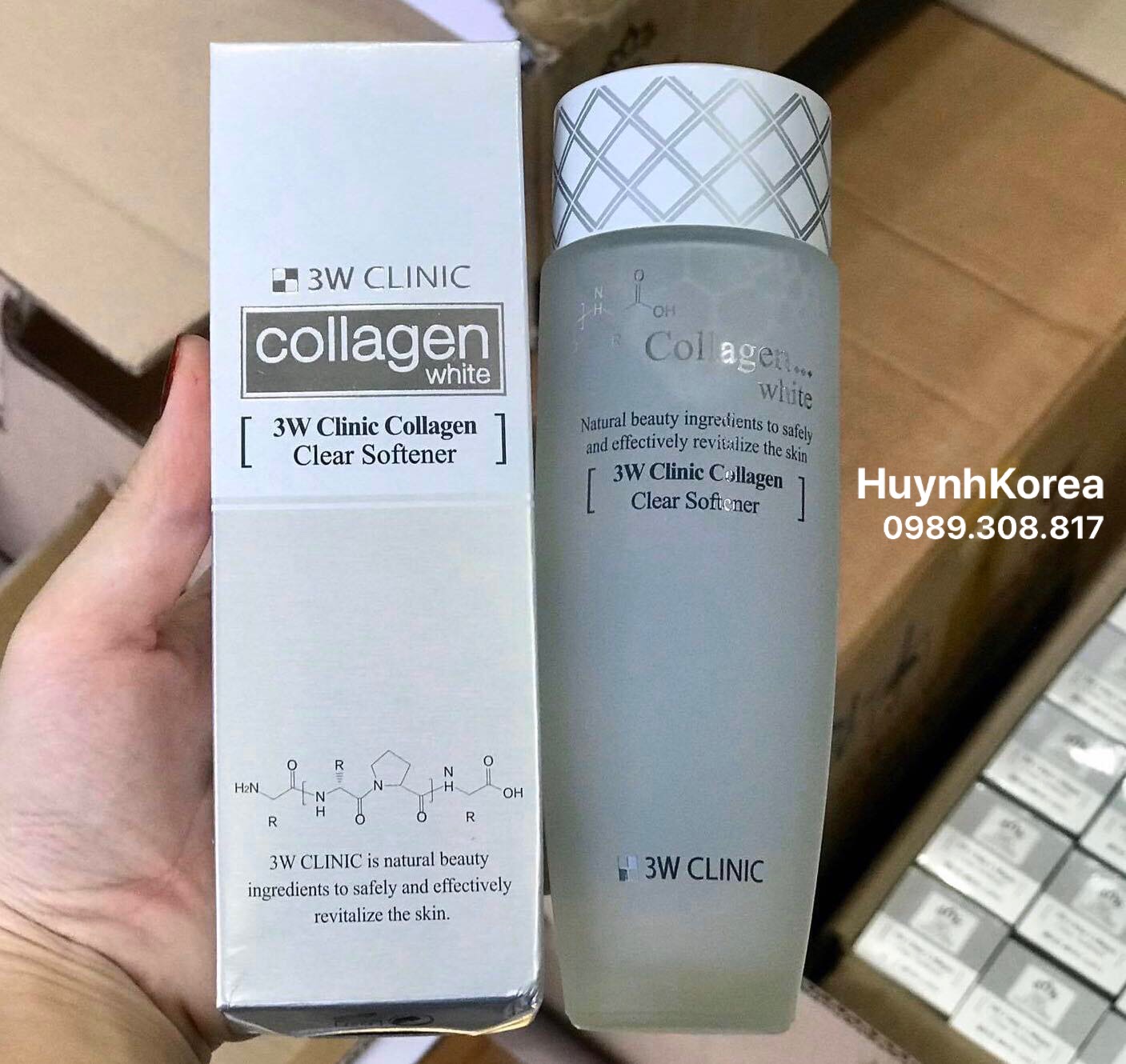 Nước hoa hồng làm sạch dưỡng trắng da Colagen 3W Clinic Hàn Quốc 150ml