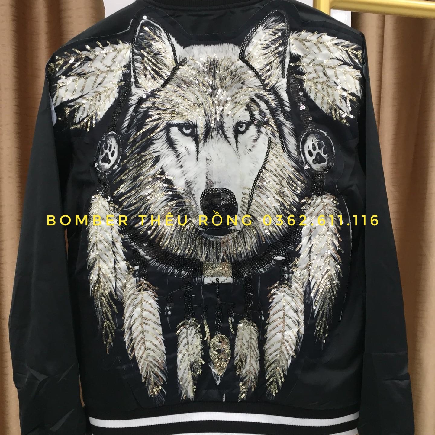 Áo bomber khoác sói kim sa cao cấp