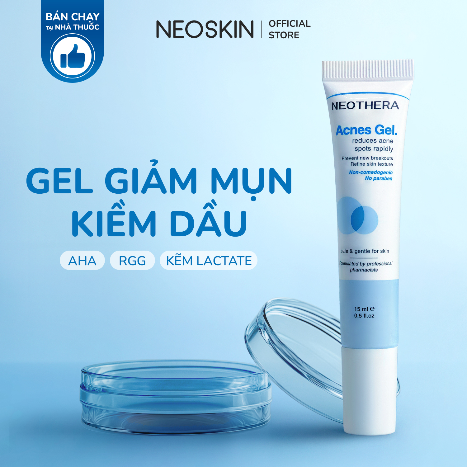  Gel Giảm Mụn Thâm Sẹo Mụn & Cải Thiện Da Dầu Mụn NEOTHERA Acnes Gel 15ml  Tuýp  