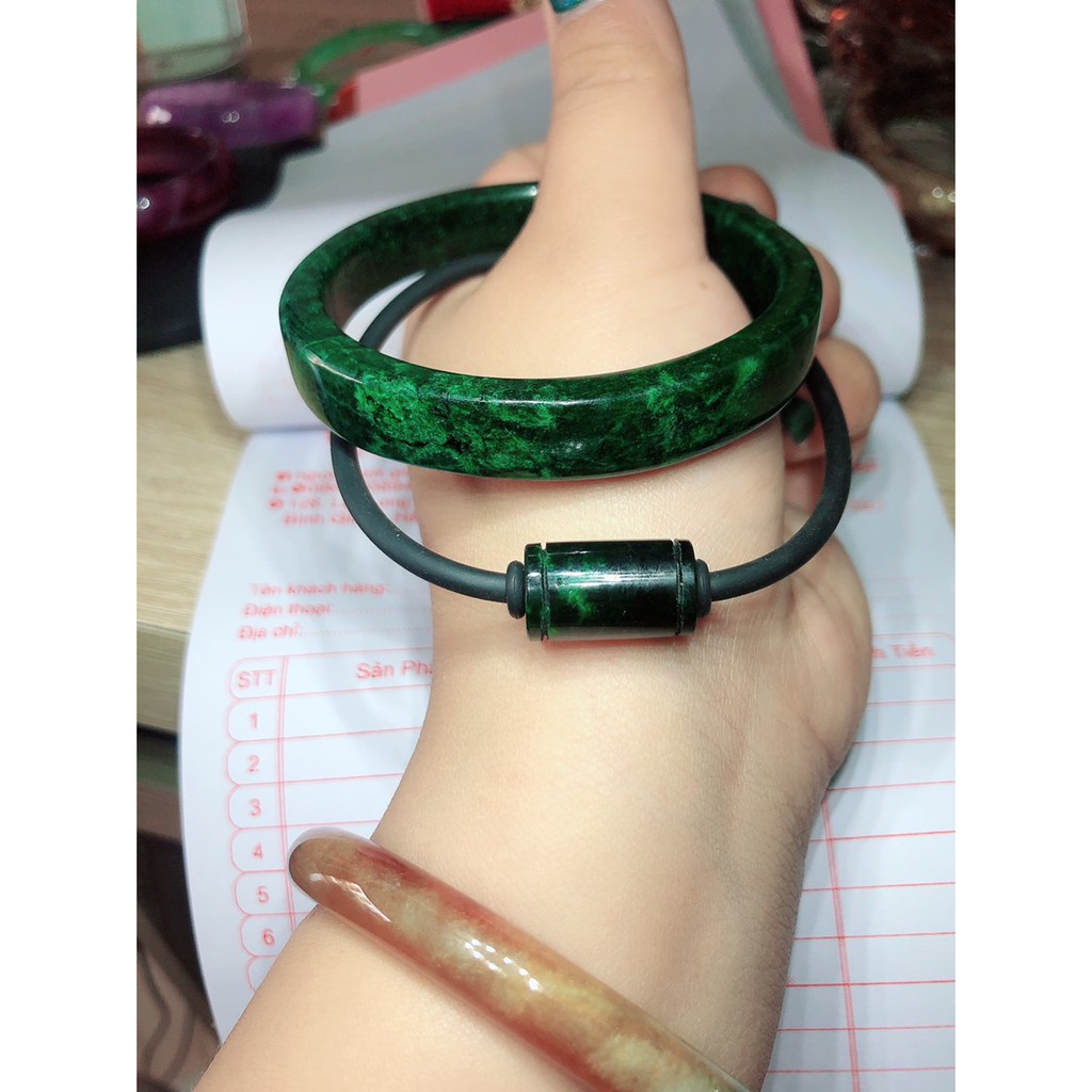 Bộ trang sức ngọc sơn thủy xanh đậm thiên nhiên _ lu thống trợ hành thông
