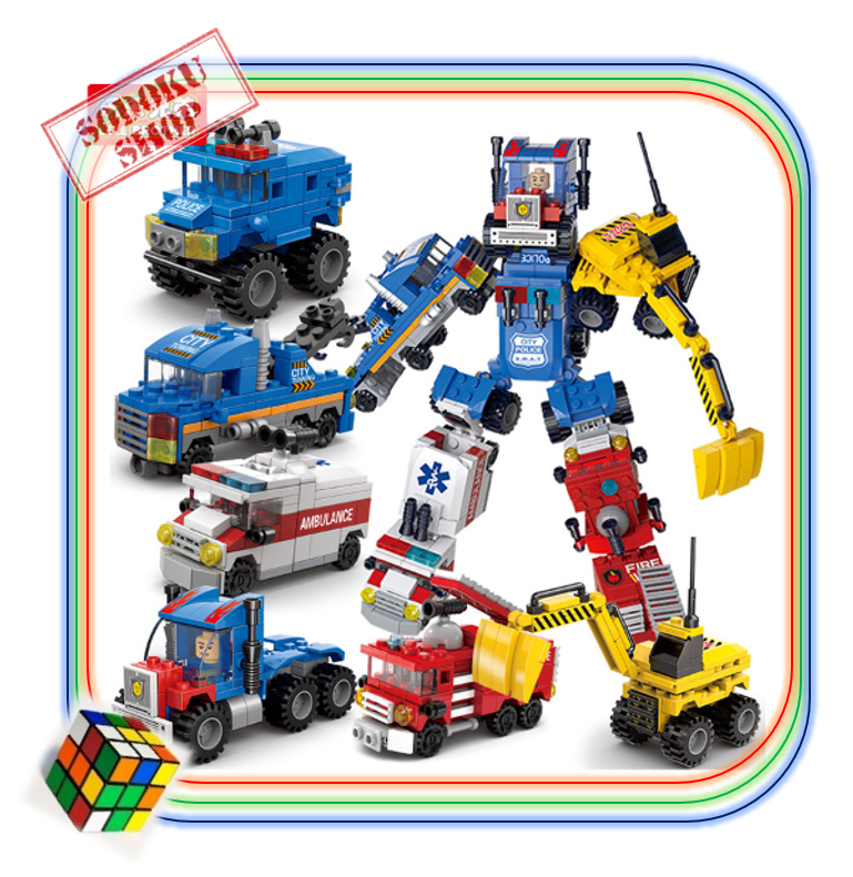 Lắp Ghép Lego Police Car Robot, Đồ Chơi Giáo Dục Lego Hợp Robot 6in1