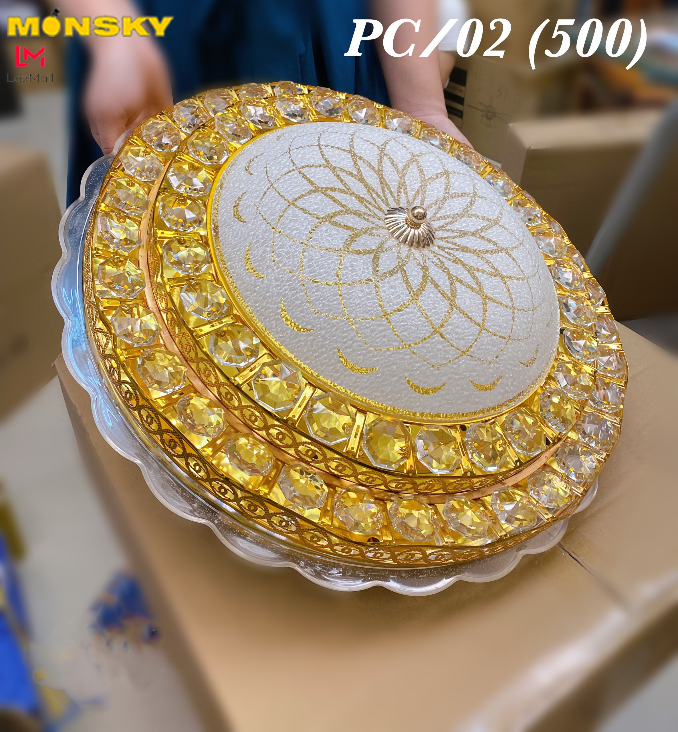 Đèn trần monsky crase pha lê trang trí nội thất sang trọng pco2
