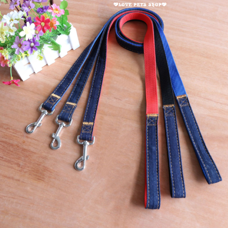 Dây dắt đơn cho Chó Mèo bằng vải jean 2 lớp không bao gồm vòng cổ yếm - Love Pets Shop