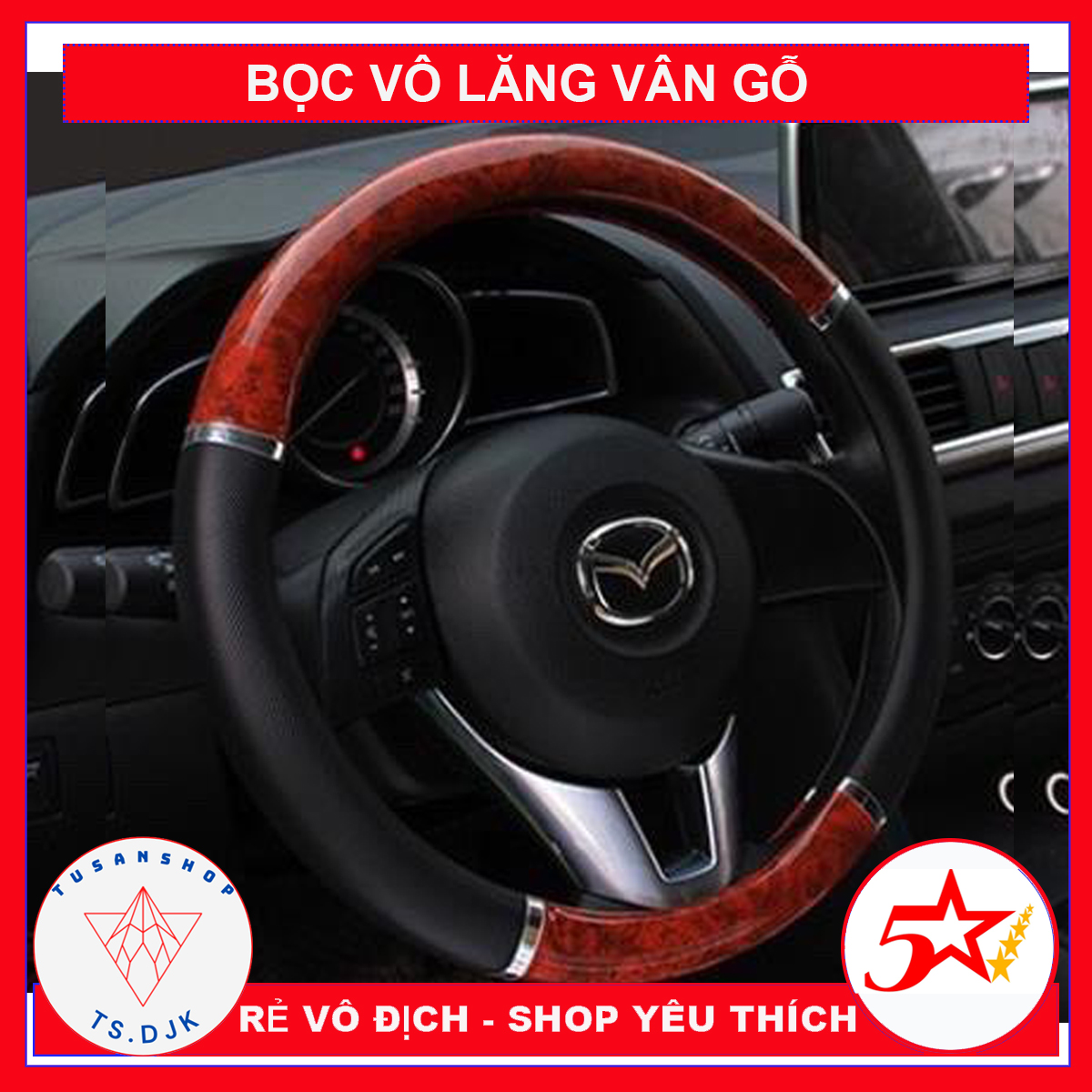 [FREE SHIP TOÀN QUỐC] Bọc Vô Lăng Da Ô tô Họa tiết Vân gỗ - Hàng Đẹp, Ôm Khít - Phù hợp với hầu hết xe du lịch-TUSAN SHOP
