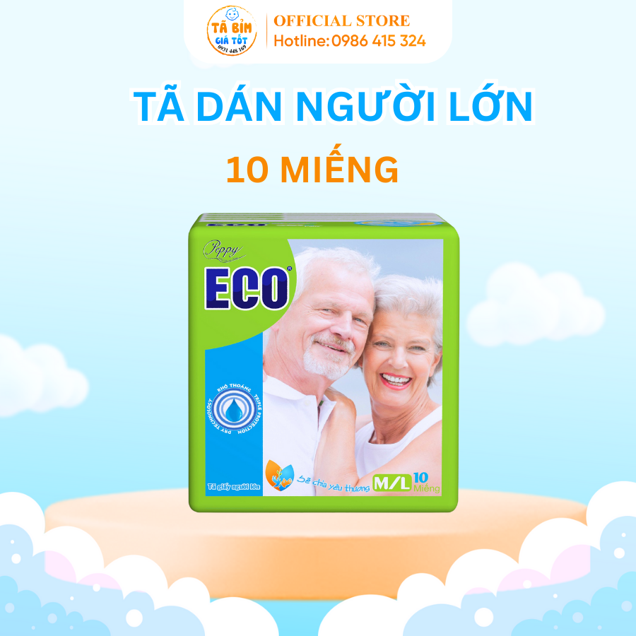 Tã Dán Người Già ECO Siêu Thấm, Bỉm Dán Người Già Chất Lượng Size M/L10 miếng Tã Bỉm Giá Tốt
