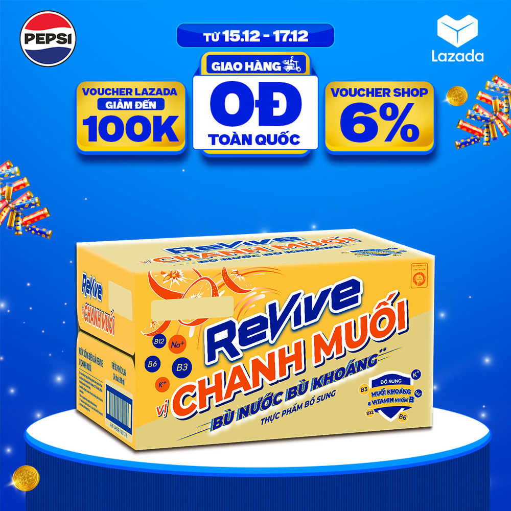 SALE 15.12 Thùng 24 Chai Nước Điện Giải Thể Thao Revive Chanh Muối 390ml chai