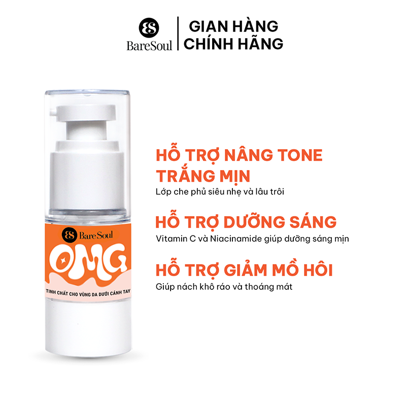 [ MÀU CAM ] Serum cho nách che khuyết điểm, giảm thâm & làm sáng da BareSoul OMG Underarm Serum 20G