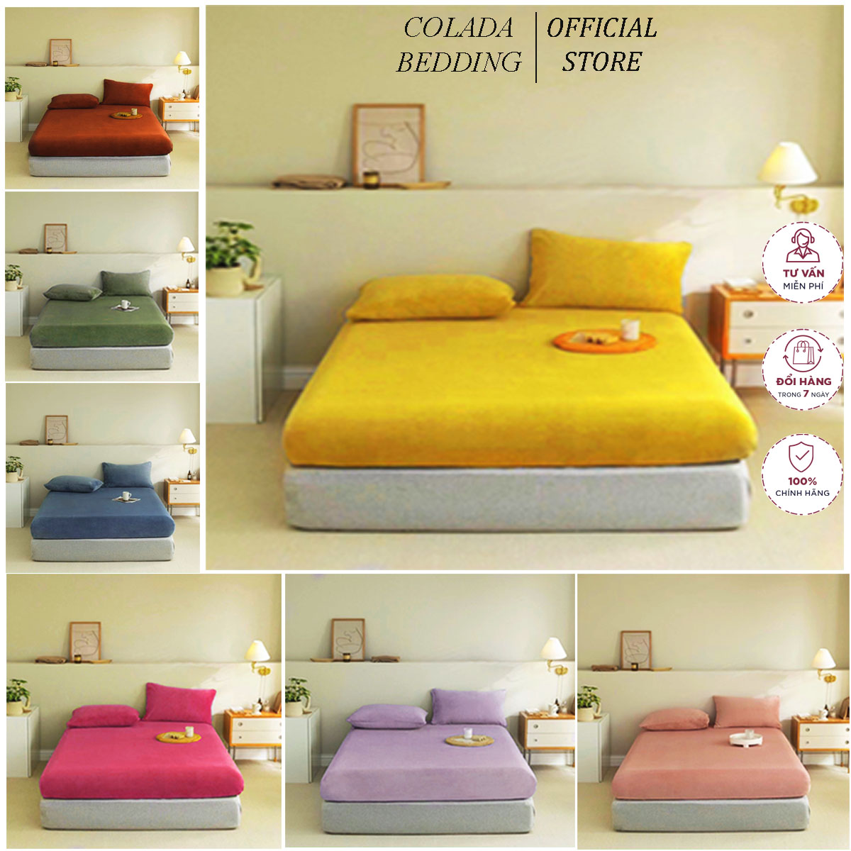 Bộ ga gối nỉ coladabedding store , set 3 món 1 ga giường và 2 vỏ gối nằm