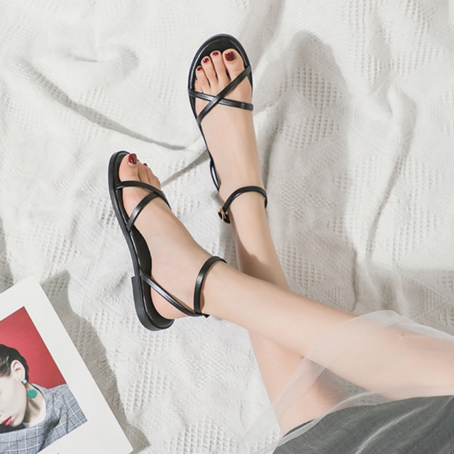 Giày sandal đế bệt quai chéo sd-0257, giaydepxinh,dangmi