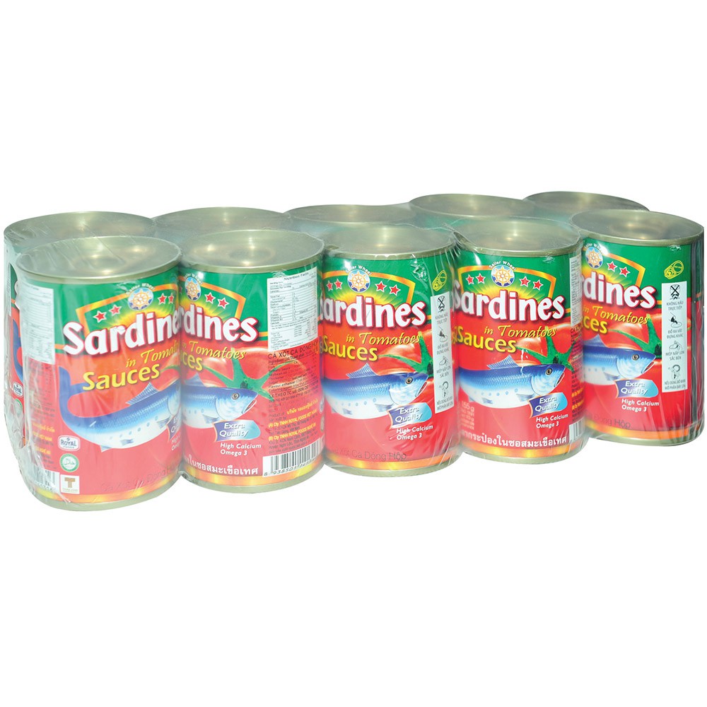 Lốc 10 hộp Cá trích sốt cà Sardines Sailer Wheel hộp 155g