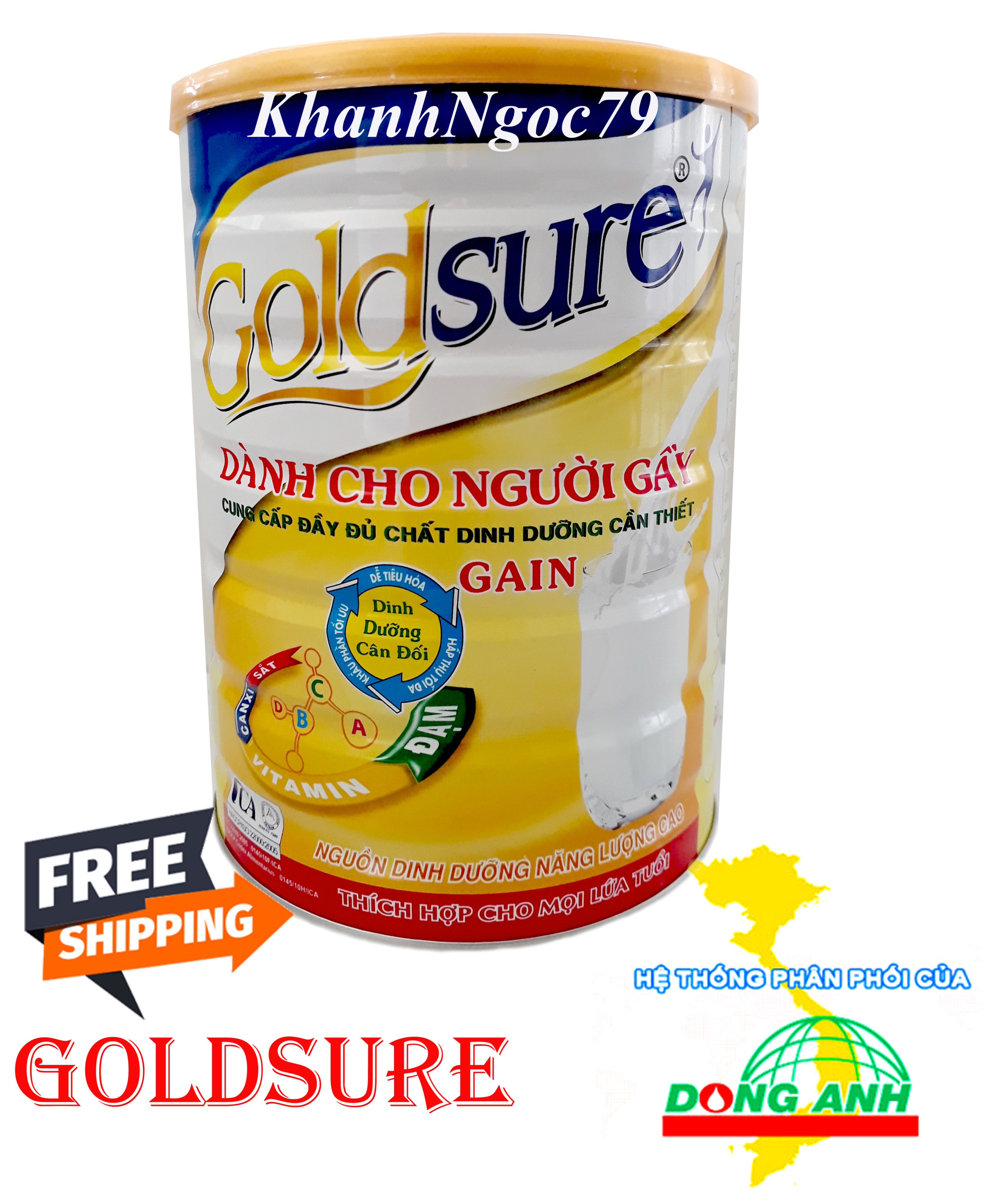 SỮA TĂNG CÂN DÀNH CHO NGƯỜI GẦY GOLDSURE LON 900G DATE MỚI