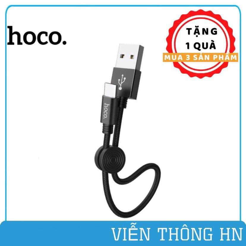 Dây sạc nhanh type c hoco x35 dài 25cm đầu ra 3a - cáp sạc tự ngắt bọc dù lightning micro usb cho samsung ip oppo realme ...vv