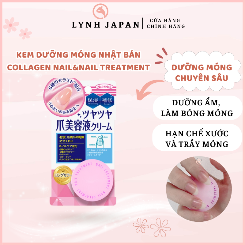 Kem dưỡng móng tay Nhật Bản Collagen Nail&Nail Treatment cho móng chắc khoẻ , giảm gãy xước móng