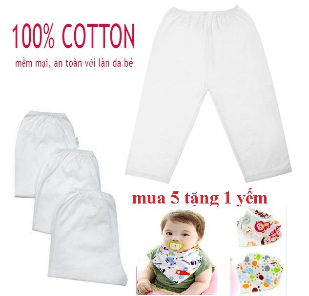 Quần dài sơ sinh trắng cho bé 2kg - 11kg mua 5 tặng 1 yếm