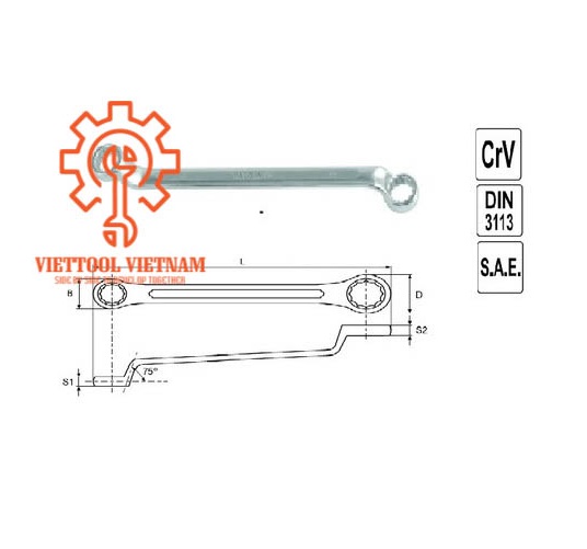 Cờ lê 2 đầu tròng 21x23  mm YT-0391 Viettool vietnam nhập khẩu chính hãng, dụng cụ tháo nắp bulong, đai ốc, dụng cụ sửa chữa cầm tay, cờ lê, mỏ lết,cờ lê tròng, cờ lê mở, cờ lê 2 đầu