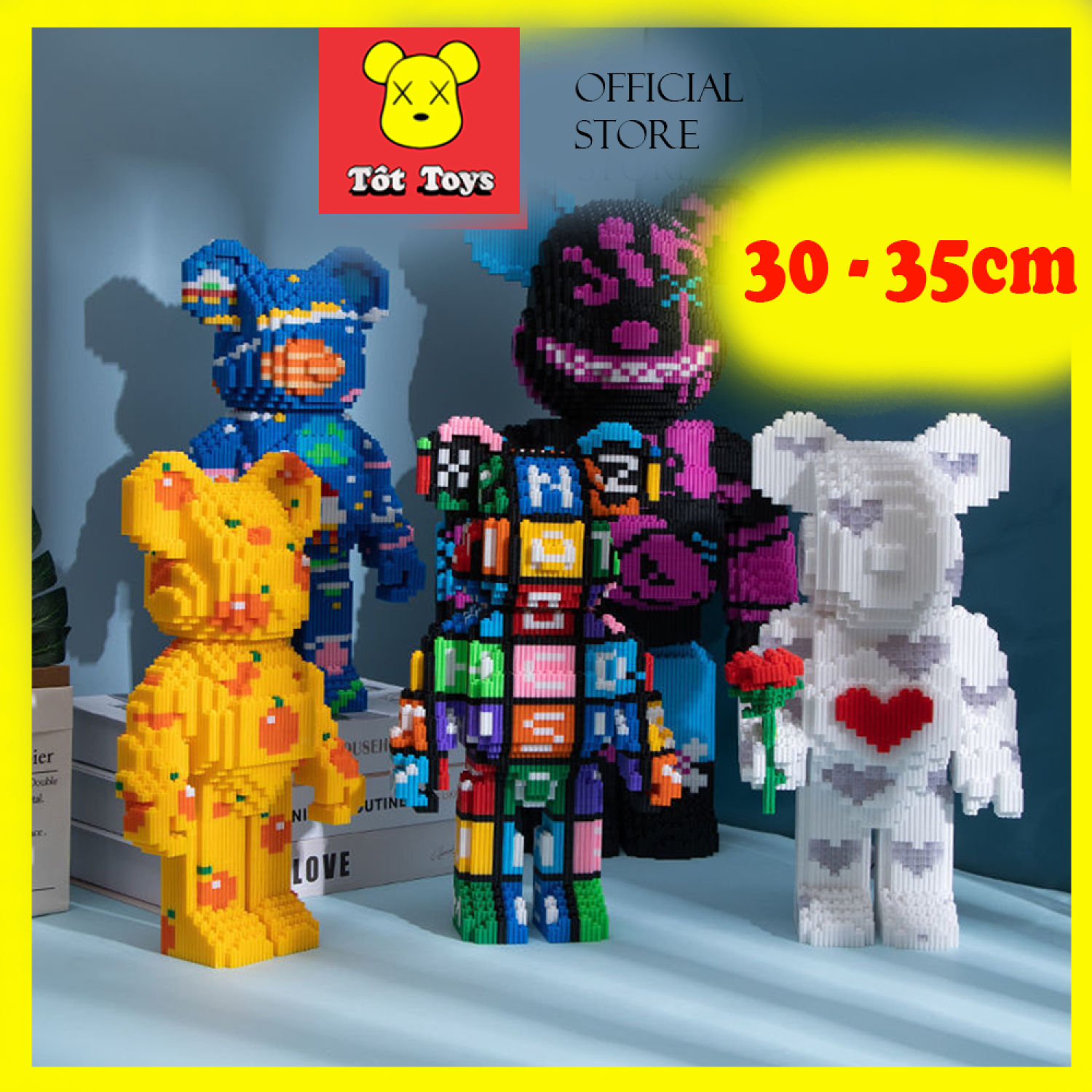 Mô Hình Bearbrick Bộ Lắp Ghép Lego Gấu Bearbrick Có Ngăn Kéo Cỡ 32cm 35cm Quà Tặng Giáng Sinh