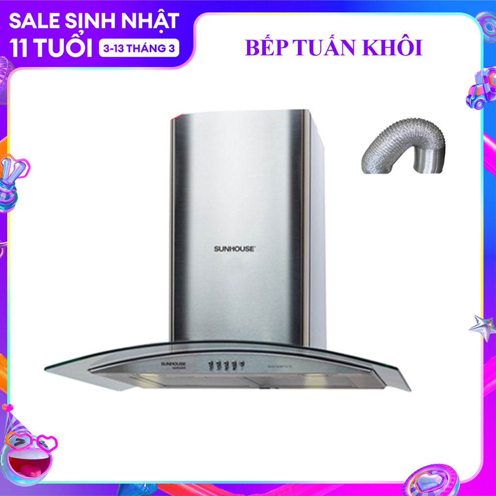 Máy Hút Mùi Sunhouse 6629-70c - Lực hút lên đến 1100m3/h than hoạt tính ống dẫn dài 2m - Bảo hành 2 năm