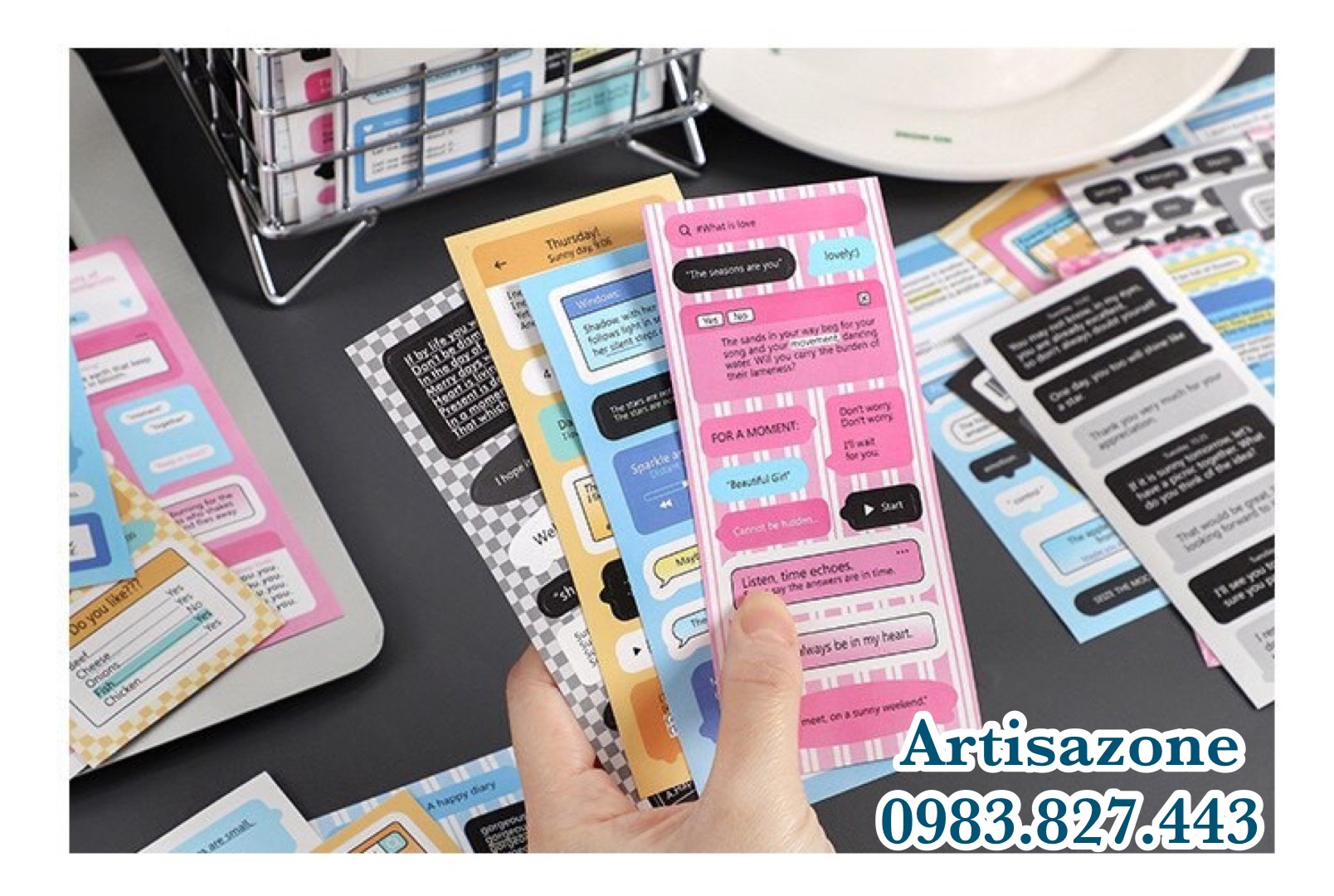 Hình dán - Sticker tin nhắn hội thoại nhiều chủ đề - Set 10 tờ