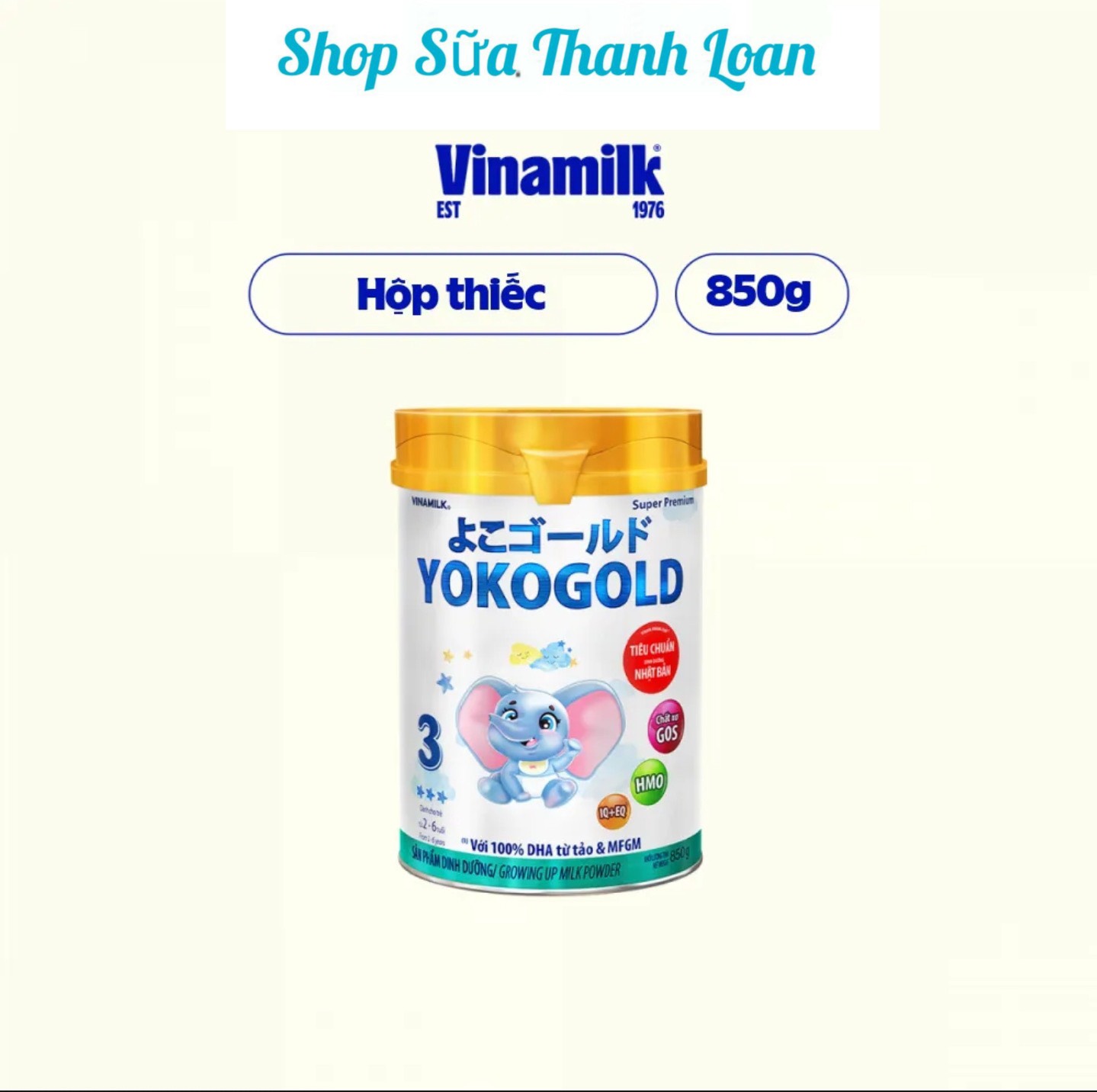 (HSD T5-2025) SỮA BỘT VINAMILK YOKOGOLD 3 850G (CHO TRẺ TỪ 2 - 6 TUỔI)