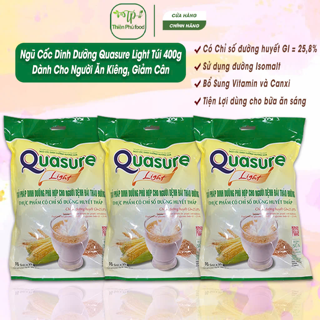 Túi Ngũ Cốc Quasure Light Sữa Bibica 400g - Thực phẩm dành cho người ăn kiêng, tiểu đường